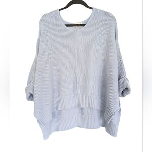 Womens Oversized Sweater Size L/XL Large Blue Slouchy Knit  Pullover Studio JPR‎